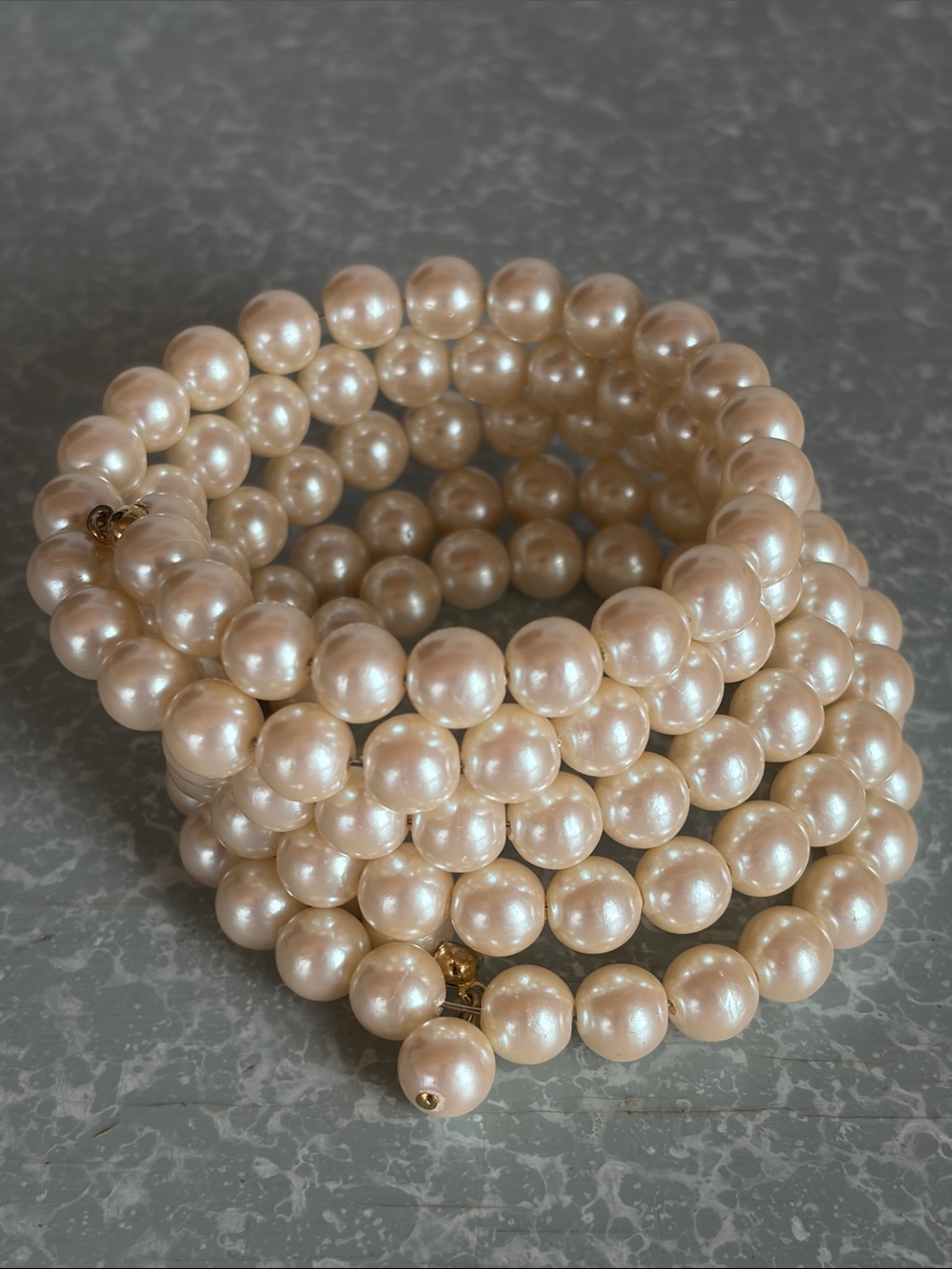 Pearl wrapped wire bracelet